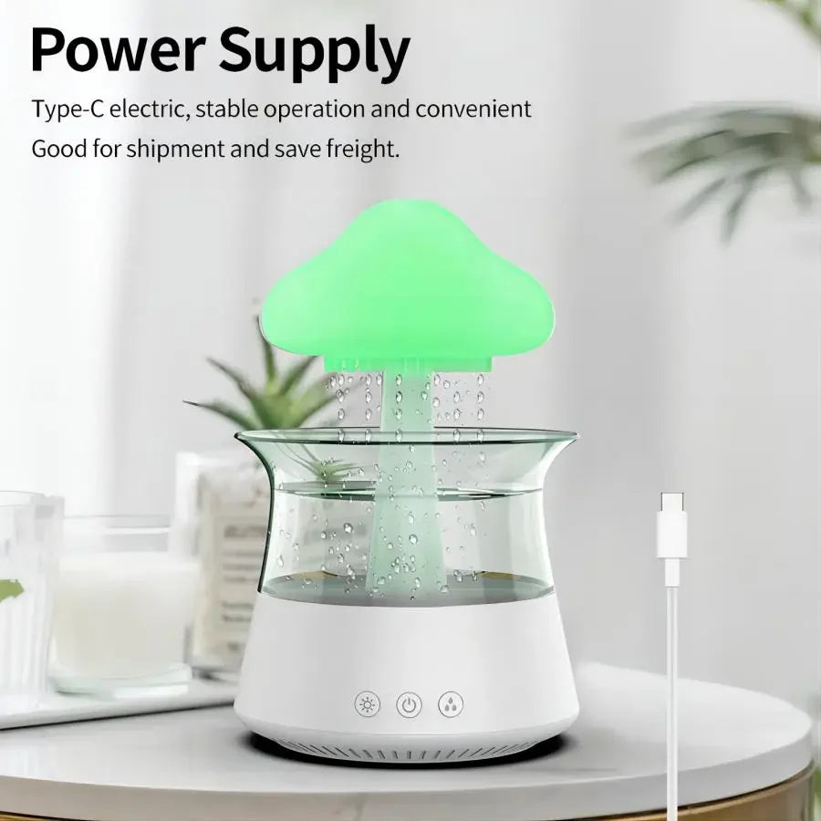 Difusor Relax Cloud Rain: Humidificador ultrasónico de aromaterapia con lámpara de colores