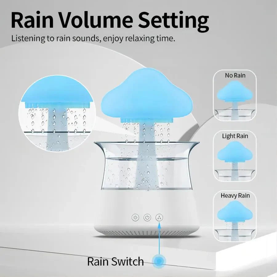 Difusor Relax Cloud Rain: Humidificador ultrasónico de aromaterapia con lámpara de colores