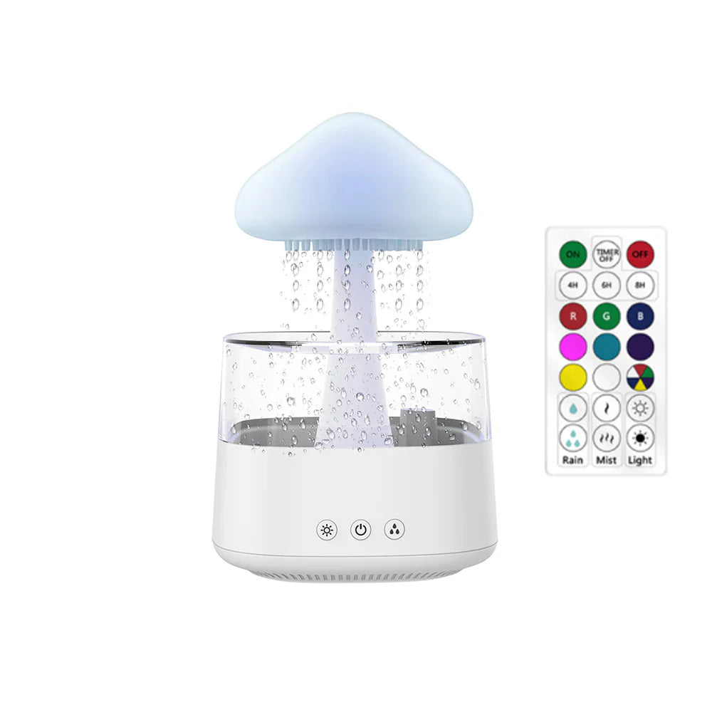 Difusor Relax Cloud Rain: Humidificador ultrasónico de aromaterapia con lámpara de colores