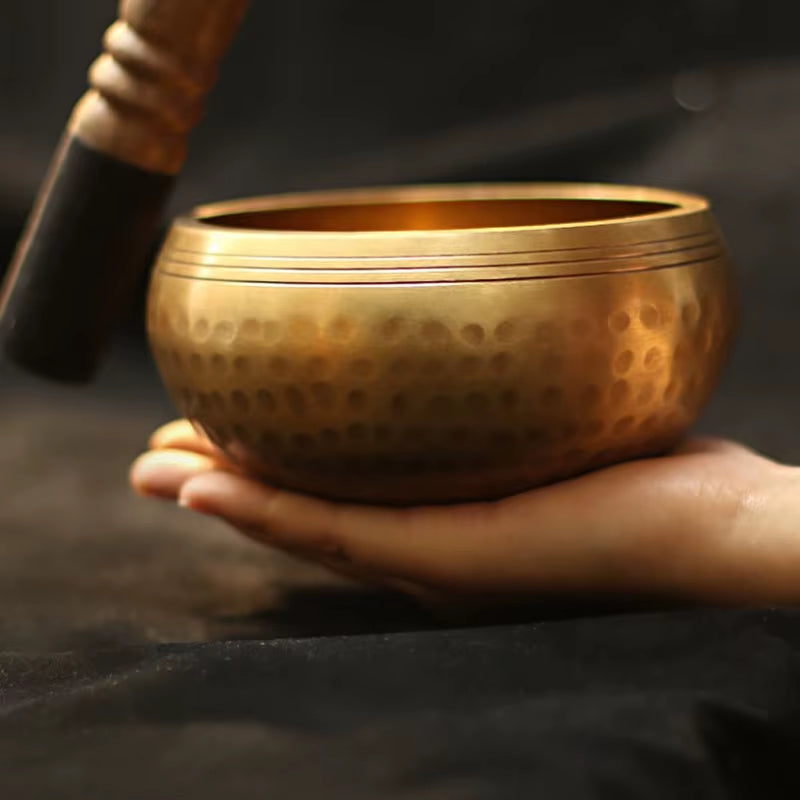Nepal Tibetan Buddhist Bowl Handmade Singing Bowl Set Cushion Mallet Meditation Storage Bag Meditation Singing Bowl