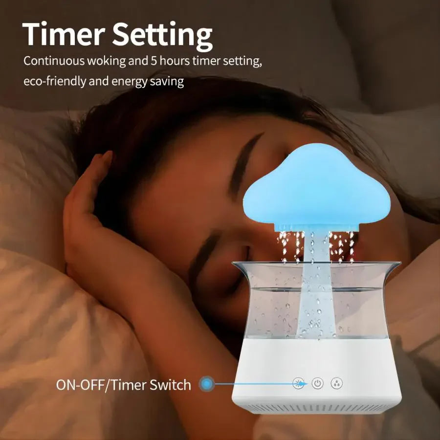 Difusor Relax Cloud Rain: Humidificador ultrasónico de aromaterapia con lámpara de colores