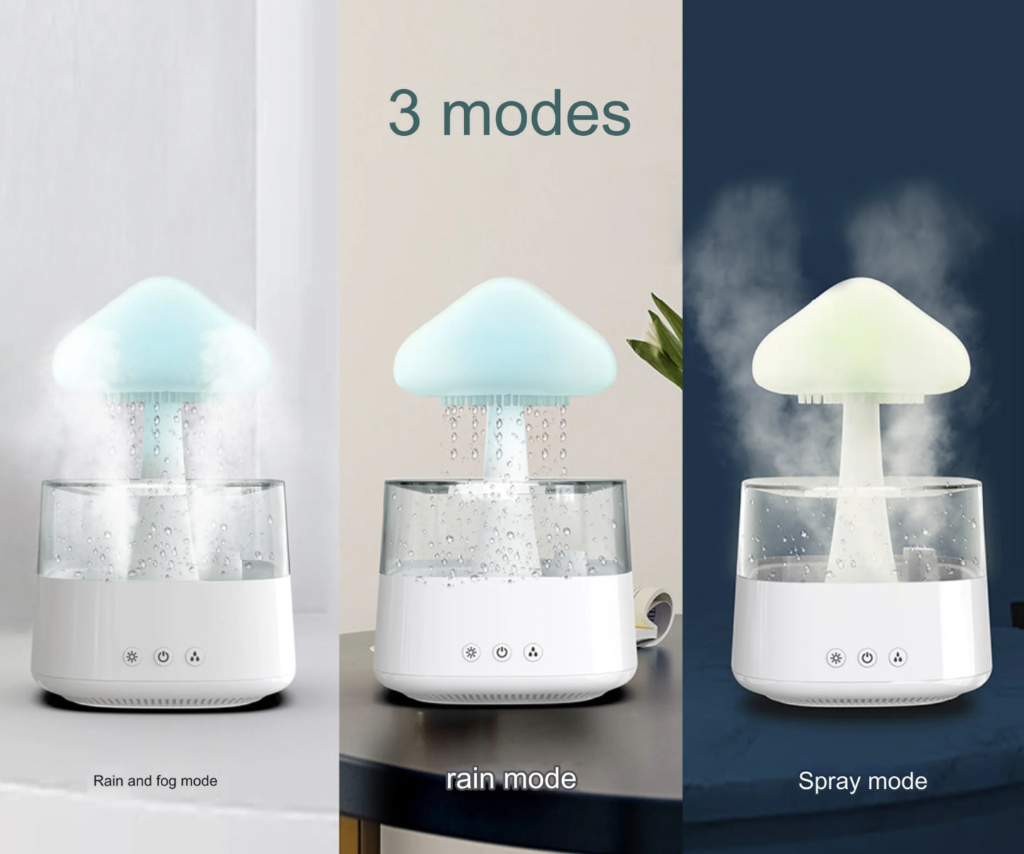 Difusor Relax Cloud Rain: Humidificador ultrasónico de aromaterapia con lámpara de colores